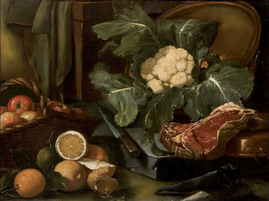 Candido - Natura morta con frutta, verdura e carne